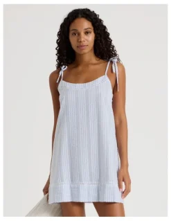 Chloe & Lola Divine Seersucker Tie Chemise in Blue Stripe