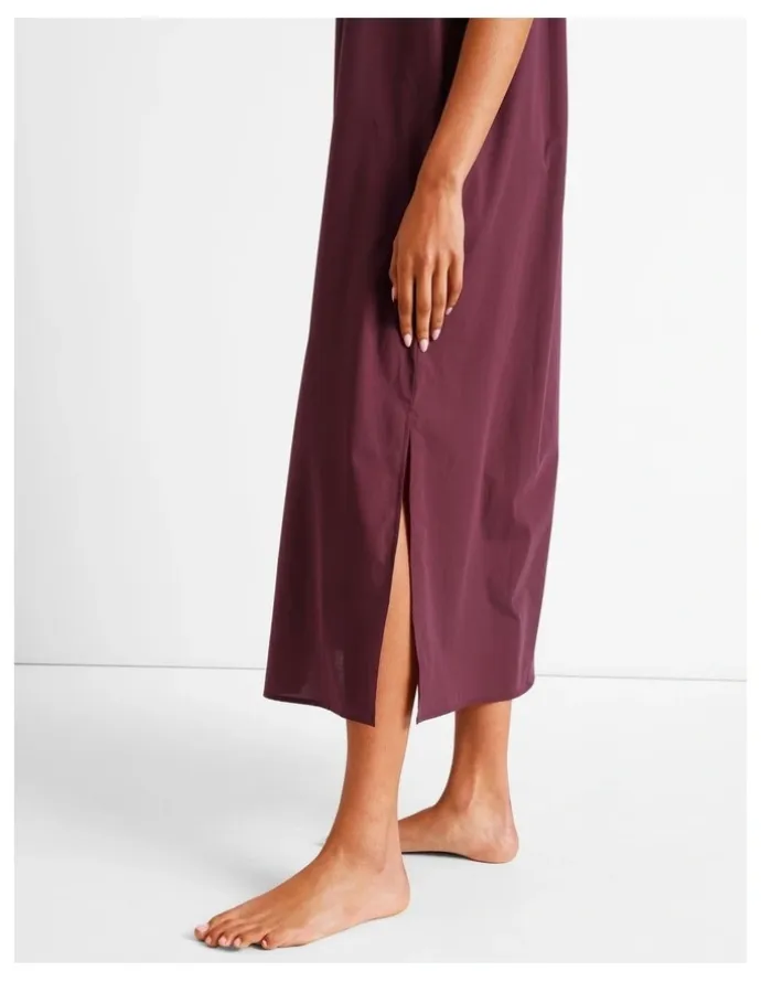 Chloe & Lola Divine Tie Shoulder Long Chemise in Plum