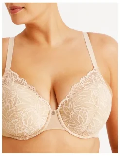 Chloe & Lola Empower D Lace Underwire Demi Bra in Beige