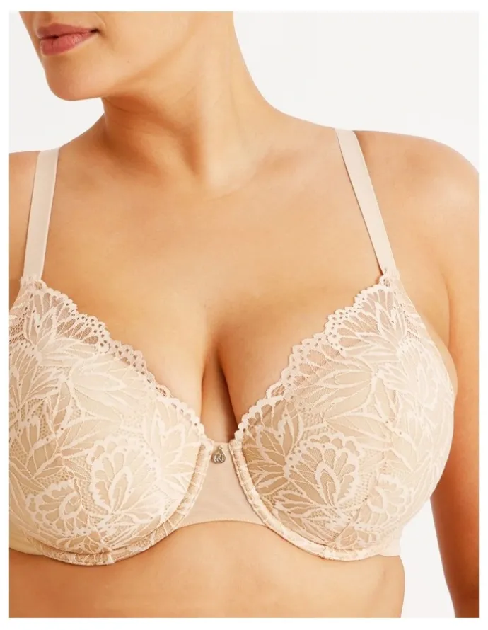 Chloe & Lola Empower D Lace Underwire Demi Bra in Beige