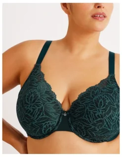 Chloe & Lola Empower D Lace Underwire Demi Bra in Teal