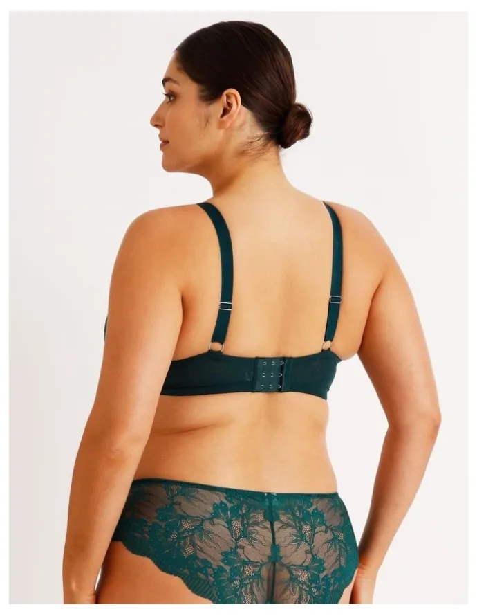 Chloe & Lola Empower D Lace Underwire Demi Bra in Teal
