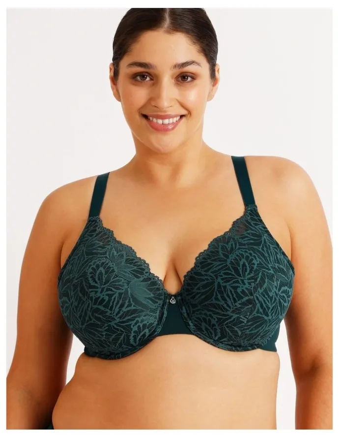 Chloe & Lola Empower D Lace Underwire Demi Bra in Teal