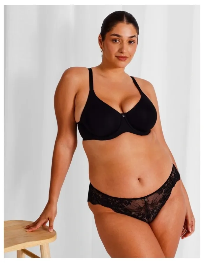 Chloe & Lola Empower D Micro Underwire Bonded Bra in Black