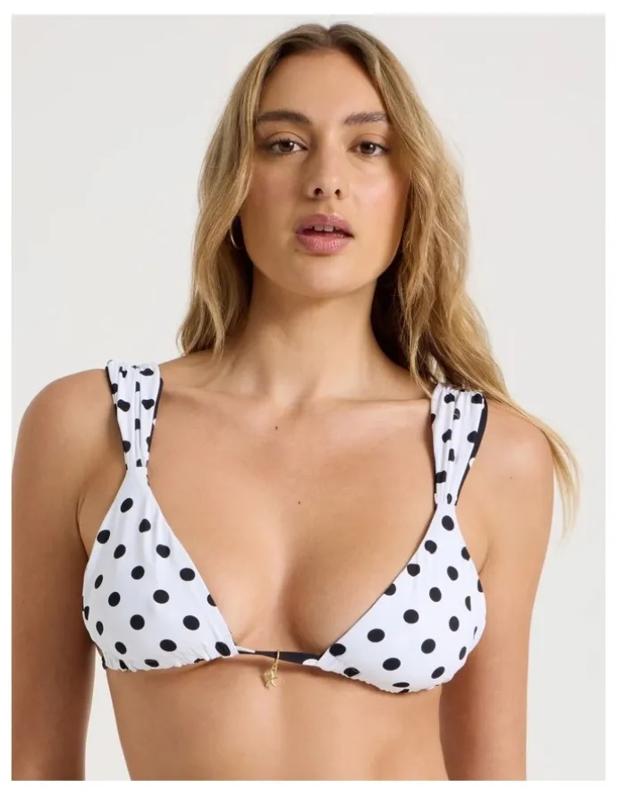 Chloe & Lola Isobel Reversible Bikini Top in Liquorice Spot Print