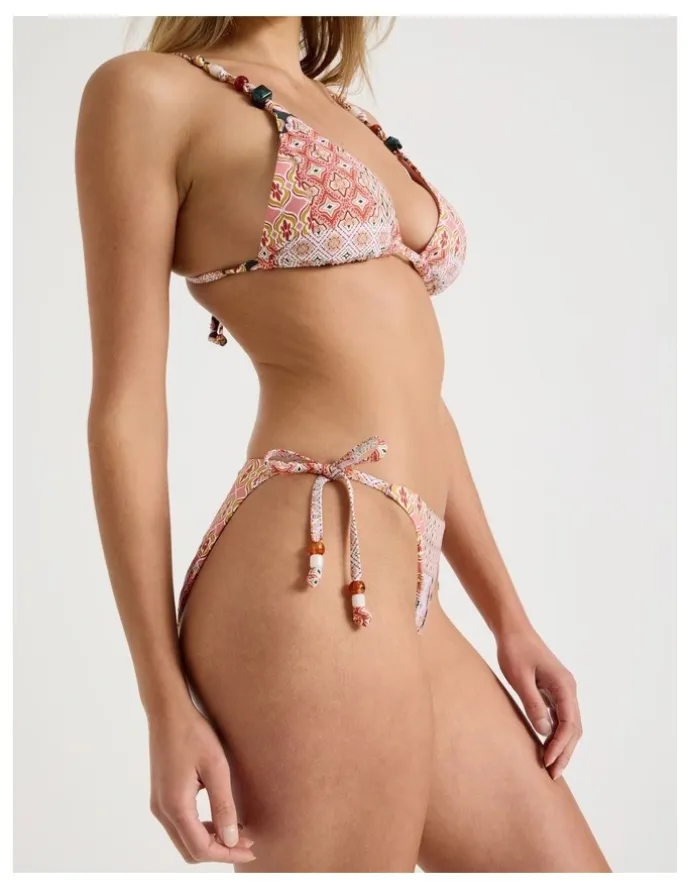 Chloe & Lola Karina Bikini Bottom in Painted Patchwork Print