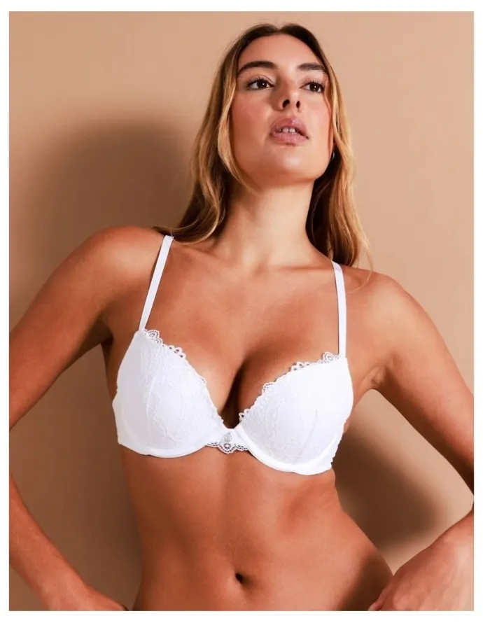Chloe & Lola Lace Comfort Contour Push Up Bra in White
