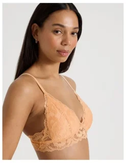 Chloe & Lola Lola Broderie Lace Longline Bralette in Apricot