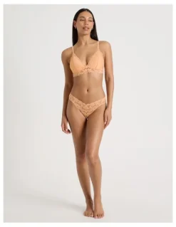 Chloe & Lola Lola Broderie Lace Longline Bralette in Apricot