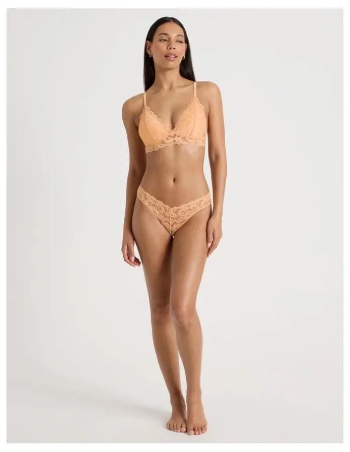 Chloe & Lola Lola Broderie Lace Longline Bralette in Apricot