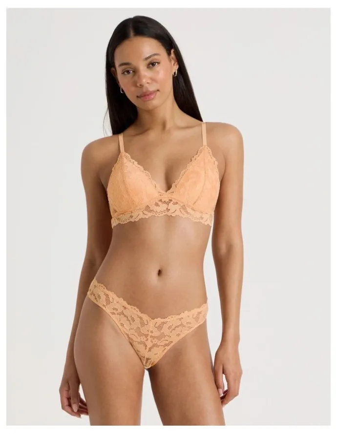 Chloe & Lola Lola Broderie Lace Longline Bralette in Apricot