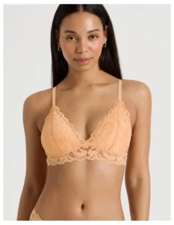 Chloe & Lola Lola Broderie Lace Longline Bralette in Apricot