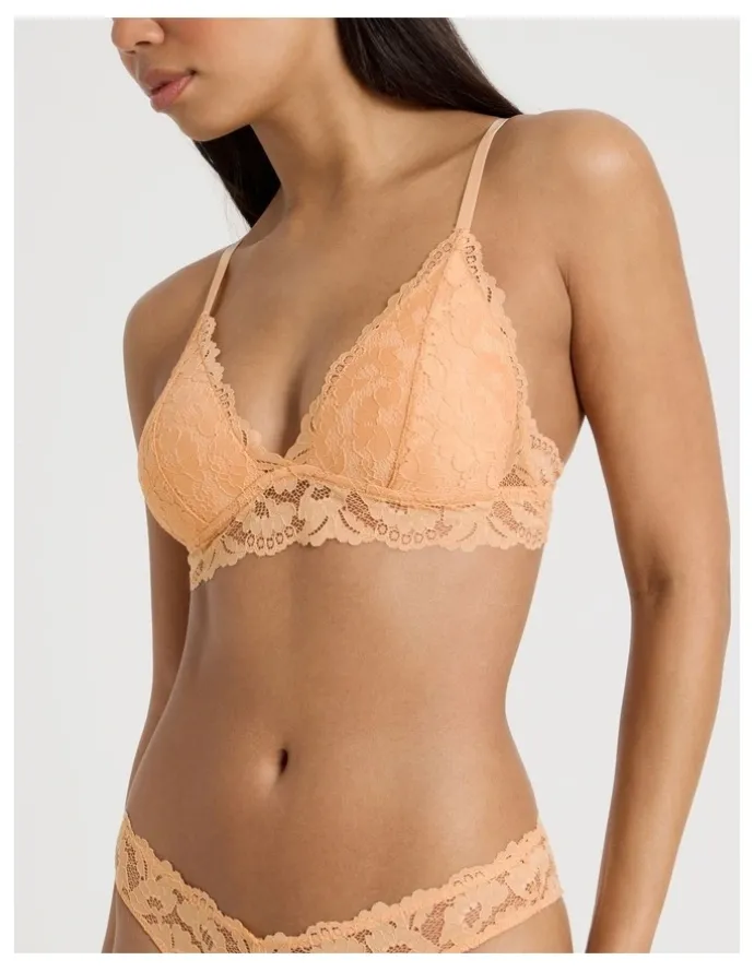Chloe & Lola Lola Broderie Lace Longline Bralette in Apricot