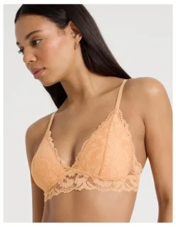 Chloe & Lola Lola Broderie Lace Longline Bralette in Apricot