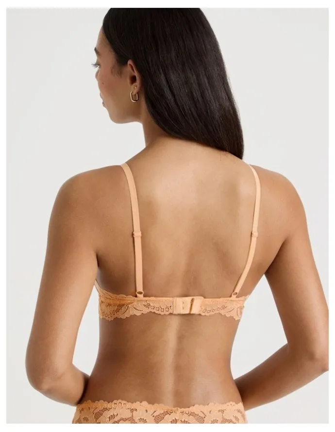 Chloe & Lola Lola Broderie Lace Longline Bralette in Apricot