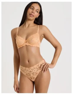 Chloe & Lola Lola Broderie Lace G-String in Apricot