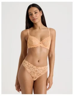 Chloe & Lola Lola Broderie Lace G-String in Apricot