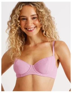 Chloe & Lola Lola Cotton Rib Balconette Bra in Pink