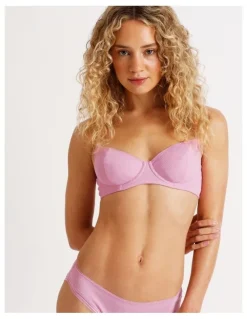 Chloe & Lola Lola Cotton Rib Balconette Bra in Pink