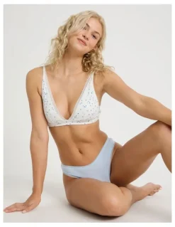 Chloe & Lola Lola Cotton Rib Triangle Bralette in White