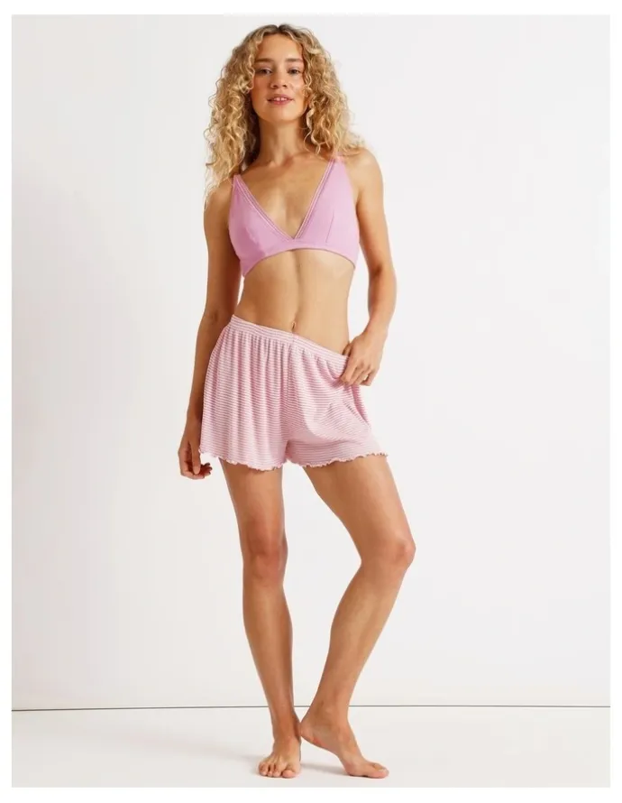 Chloe & Lola Lola Cotton Rib Triangle Bralette in Pink