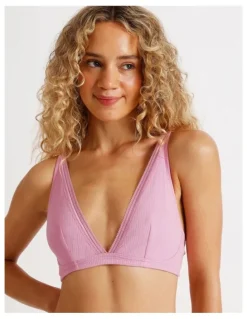 Chloe & Lola Lola Cotton Rib Triangle Bralette in Pink