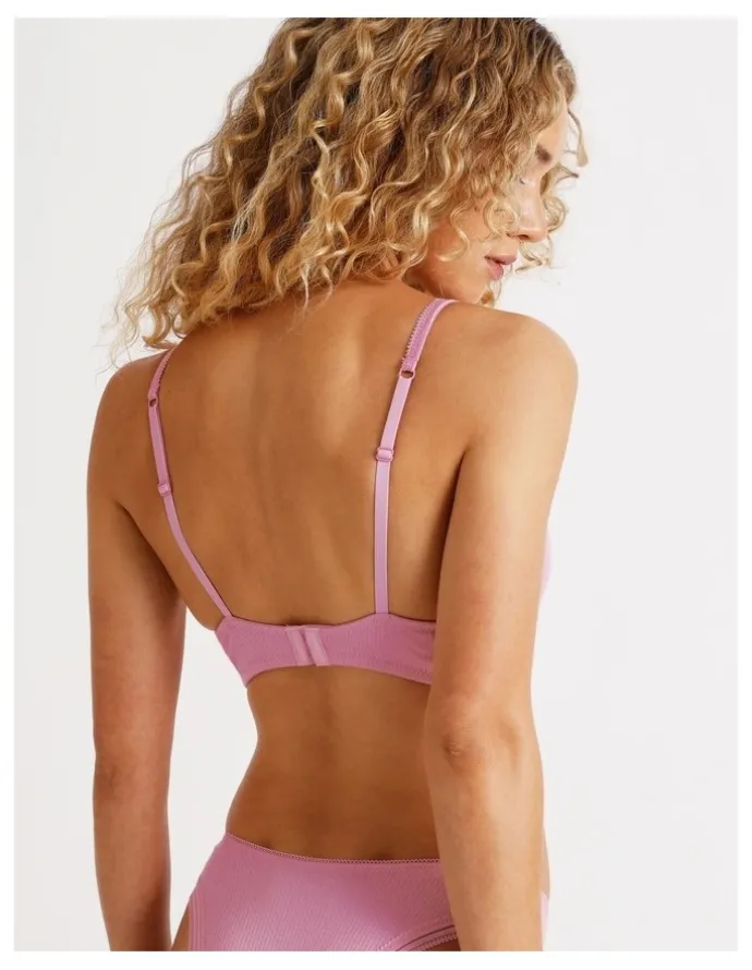 Chloe & Lola Lola Cotton Rib Triangle Bralette in Pink