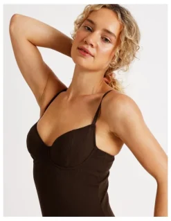 Chloe & Lola Lola Cotton Rib Balconette Bodysuit in Chocolate