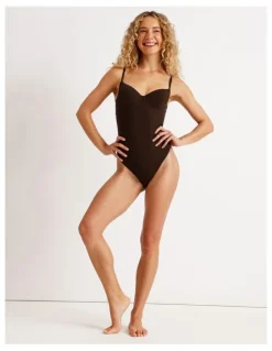 Chloe & Lola Lola Cotton Rib Balconette Bodysuit in Chocolate