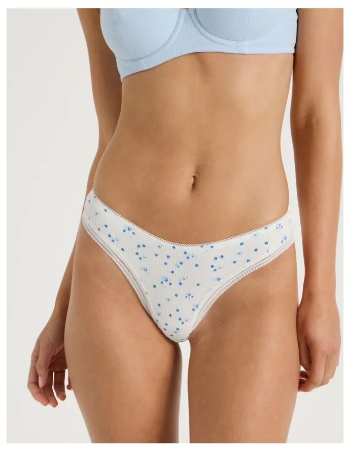 Chloe & Lola Lola Cotton Rib Brazilian in White