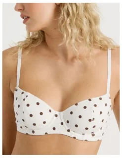 Chloe & Lola Lola Cotton Rib Balconette Bra in White