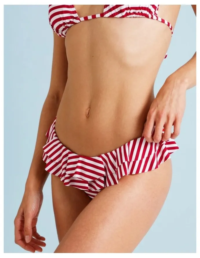 Chloe & Lola Lola Fifi Frill Swim Bottom in Chilli Red Stripe