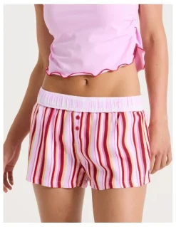 Chloe & Lola Lola Flannelette Boxer Short in Sweet Stripe Print
