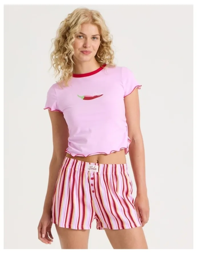 Chloe & Lola Lola Flannelette Boxer Short in Sweet Stripe Print