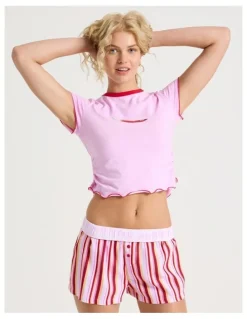 Chloe & Lola Lola Flannelette Boxer Short in Sweet Stripe Print