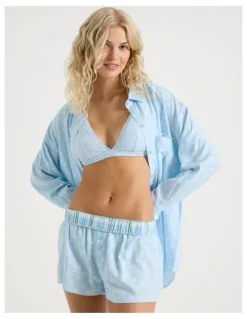 Chloe & Lola Lola Flannelette Boxer Short in Sky Blue Spot Print
