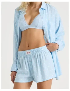 Chloe & Lola Lola Flannelette Boxer Short in Sky Blue Spot Print
