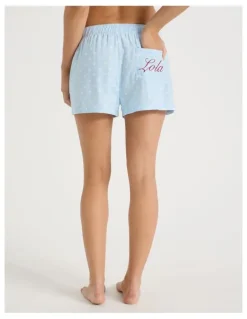 Chloe & Lola Lola Flannelette Boxer Short in Sky Blue Spot Print