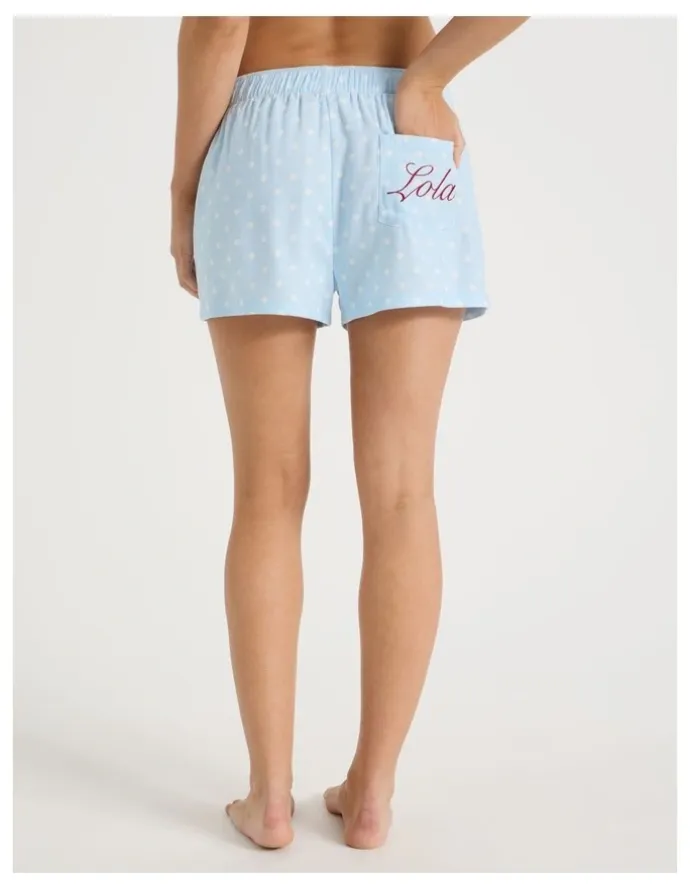 Chloe & Lola Lola Flannelette Boxer Short in Sky Blue Spot Print