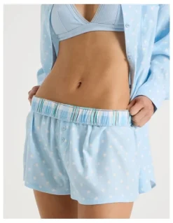 Chloe & Lola Lola Flannelette Boxer Short in Sky Blue Spot Print