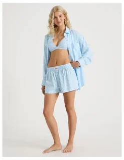 Chloe & Lola Lola Flannelette Boxer Short in Sky Blue Spot Print