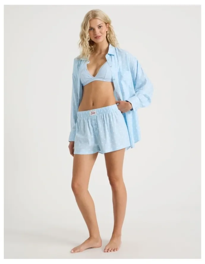 Chloe & Lola Lola Flannelette Boxer Short in Sky Blue Spot Print