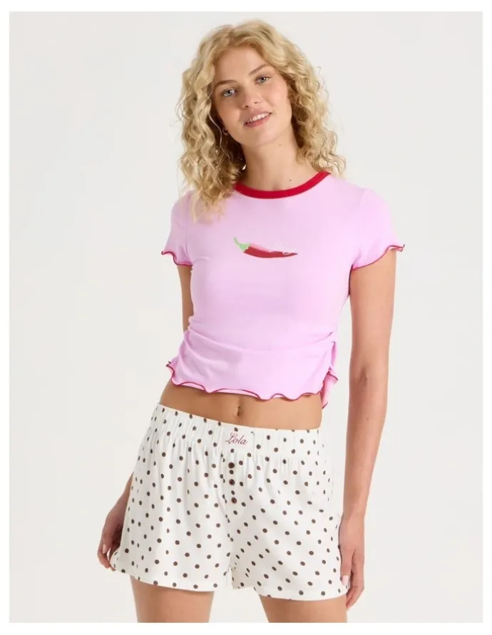 Chloe & Lola Lola Flannelette Boxer Short in Chocolate Spot Print