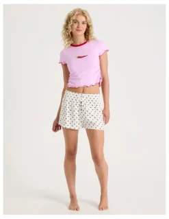 Chloe & Lola Lola Flannelette Boxer Short in Chocolate Spot Print