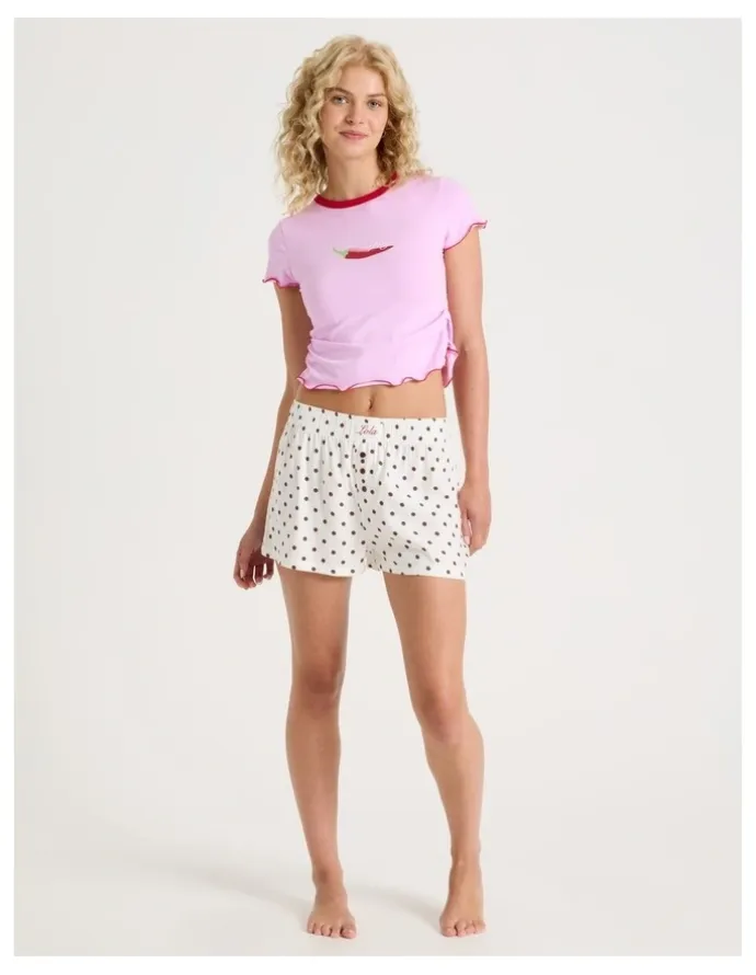 Chloe & Lola Lola Flannelette Boxer Short in Chocolate Spot Print