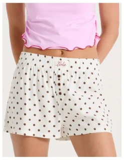 Chloe & Lola Lola Flannelette Boxer Short in Chocolate Spot Print
