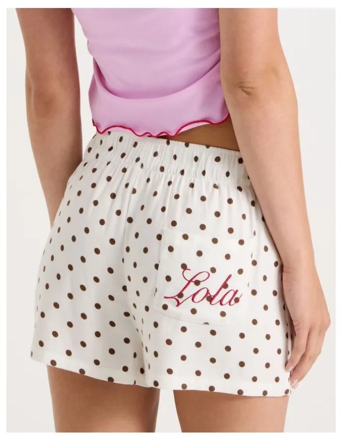 Chloe & Lola Lola Flannelette Boxer Short in Chocolate Spot Print