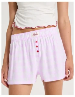 Chloe & Lola Lola Flannelette Boxer Short in Pink Gingham Print