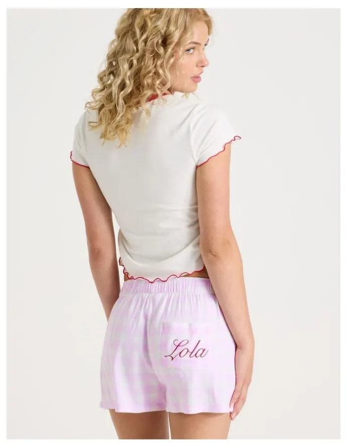 Chloe & Lola Lola Flannelette Boxer Short in Pink Gingham Print