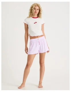 Chloe & Lola Lola Flannelette Boxer Short in Pink Gingham Print